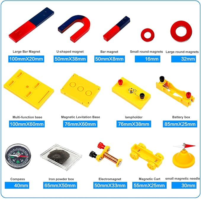 Large Science Lab Magnet Kit Physics Electromagnet Experiment Set for School Education Science Experiment Tools Teacher Supply