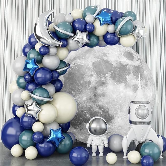 AOFOTO Lunar Surface Round Backdrop Outer Space Background Cover Universe Moon Surface Mysterious Cosmic Planet Photography Background Children Kids Birthday Party Art Portrait Photo Props 7.5x7.5ft