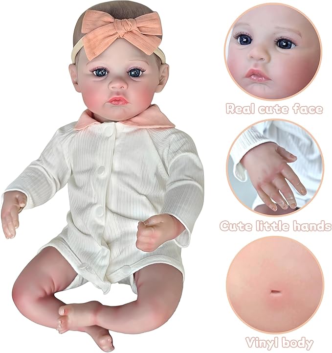 Realistic Reborn Baby Dolls-18 Inch Real Life Baby Dolls Girl Lifelike Baby Doll with Accessories for 3+ Years Old (White)