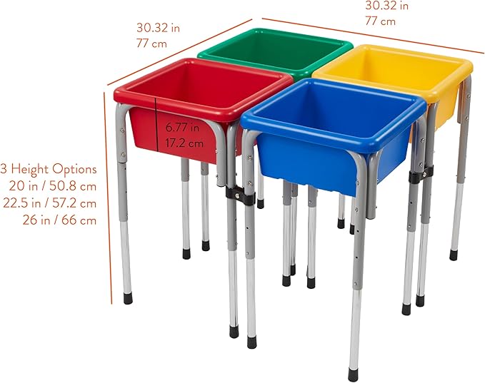 Quad Sensory Tables with Lids, Adjustable Table, Primary