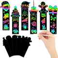 AUGSUN 96Pcs Christmas Scratch Bookmarks, Cute Tree Santa Snowman DIY Crafts Kit Rainbow Magic Scratch Paper Art for Xmas Hanging Ornaments Party Favors