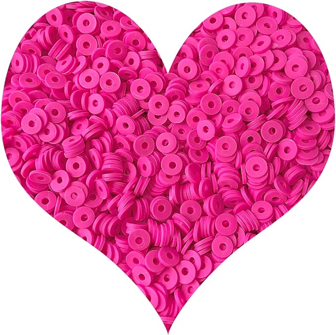 3000Pcs Clay Beads Flat Round Polymer Bead Vinyl Heishi Beads Flat Round Polymer Bead for Jewelry Making Necklace Bracelet (14-Rose Red)