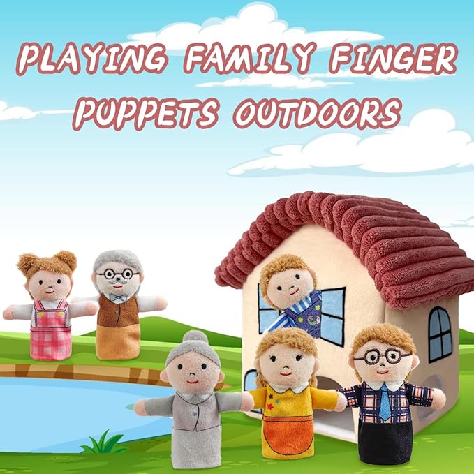 Finger Puppet Family Finger Puppet,6pcs Cute Puppet Mini Plush Toys Teaching Show,Soft Puppet for Kids Family Role Playing (Asian Home)