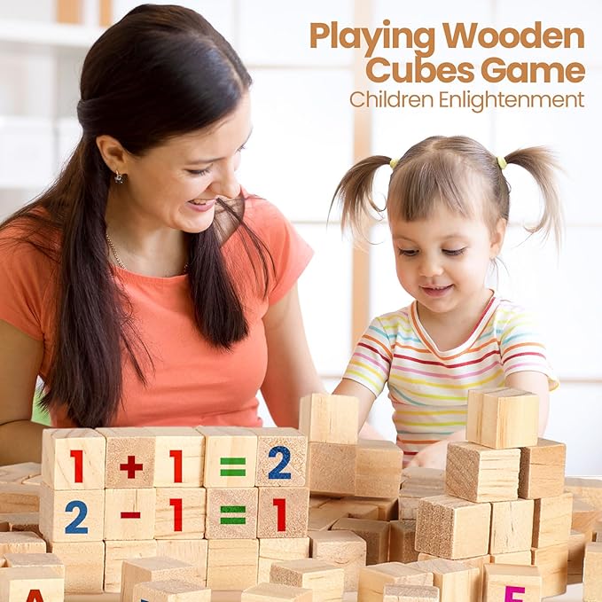 Barydat 10 Pcs 3.15 in Wooden Cubes, Unfinished Wooden Blocks for Crafting Natural Craft Wood Square Blank Cube for DIY Project Baby Showers
