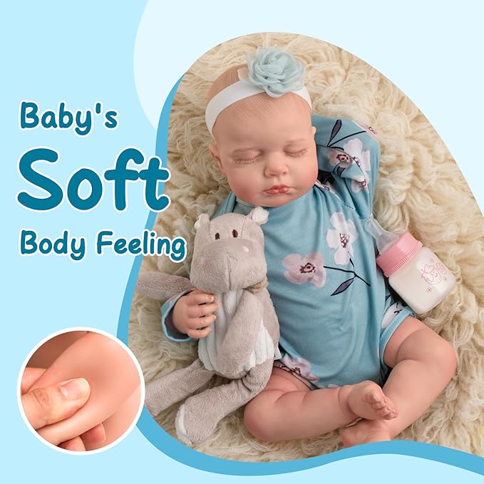 Jirachi Realistic Reborn Baby Dolls Girl, 18-inch Sleeping Lifelike Reborn Baby Dolls Soft Body Cute Newborn Baby Doll with Toy Accessories Gift for Kids Age 3