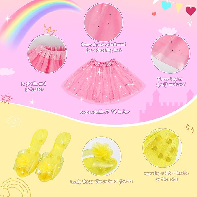 Meland Princess Dress Up for Girls - Dress Up Clothes with Shoes & Skirts, Princess Toys for Toddler Girl 3,4,5,6 Years