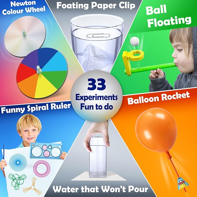 UNGLINGA 33 Experiments Science Kit for Kids, Science Project STEM Toys Gifts for Boys Girls Learning Educational Chemistry Set, Volcano Erupting, Scientis Kit