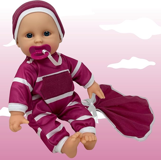 The New York Doll Collection 11 inch Soft Body Baby Doll in Gift Box - 11" Doll Toy for Kids, Boys, Girls and Toddlers - Baby Doll Pacifier Accessory Included (Purple)