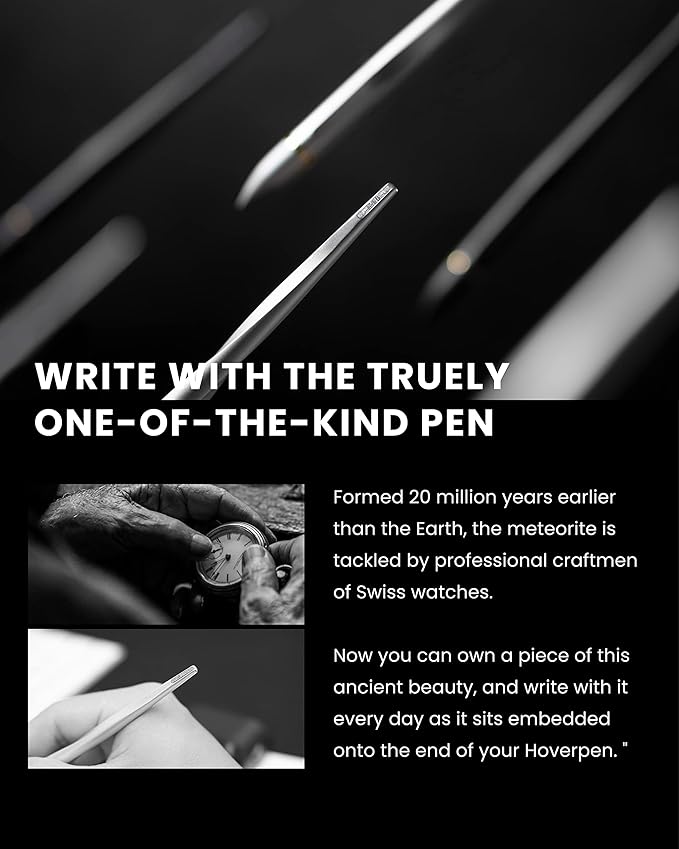 Novium Hoverpen 2.0 Interstellar Edition - Space Black, Unisex, Ballpoint Pen, 23.5 Degree Angle, Schmidt Ballpoint Refill, No Spills, No Spotting, No Explosions
