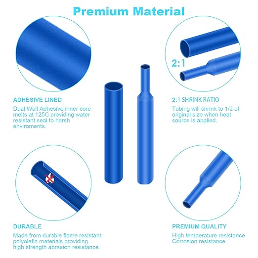 900 Pcs Wire Heat Shrink Tubing Kit, Industrial Heat-Shrink Tubing for Wires, 2:1 Marine Grade Heat Shrink Wrap, Premium Large Electrical Waterproof Heat Shrink Tape,12 Sizes 6Colored Assorted, DHOOZ