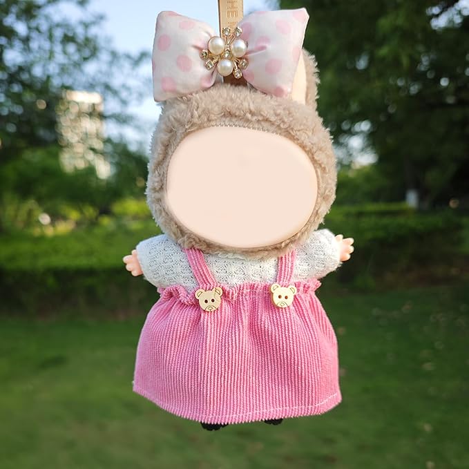 Clothes for 17cm Doll, 2 PCS Cute Chic Style Hair Clip & Dress Set, Dress up Outfit Exquisite Accessories for Dolls