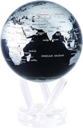 MOVA Globe – Metallic Black and Silver 6” | Solar-Powered Rotating Desk Globe with Minimalist Map Design | No Batteries or Cords | Modern Decor Gift