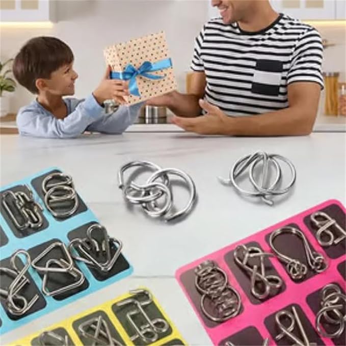 Reverse Thinking Puzzles, Metal Puzzle Ring, Educational Intellectual Toys IQ Toys, Metal Brain Teaser Puzzles, 2025 New IQ Test Brain Teaser Disentanglement Set (Purple)