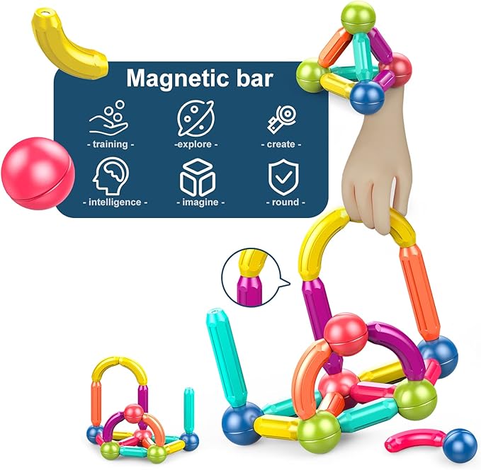 Learning Boys Girls Toys Age 4-5,Magnetic Blocks Magnet Toys for Toddlers 1-3,Magnetic Balls and Rods Set Educational Magnet Building Blocks,Kids Toys for 3+ Year Old Gifts(25pcs)