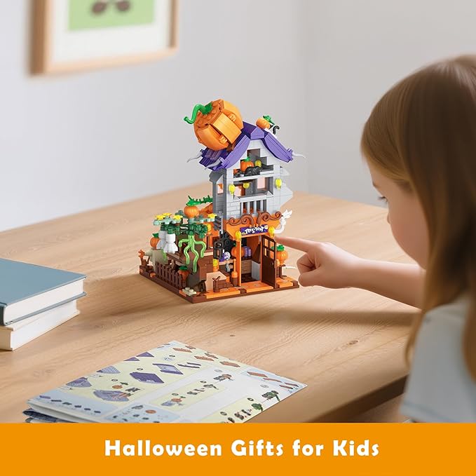 Halloween Pumpkin House Mini Building Blocks Set - 723PCS Halloween Themed Decor Kit, Creative Toys for Adults, Party for Adults