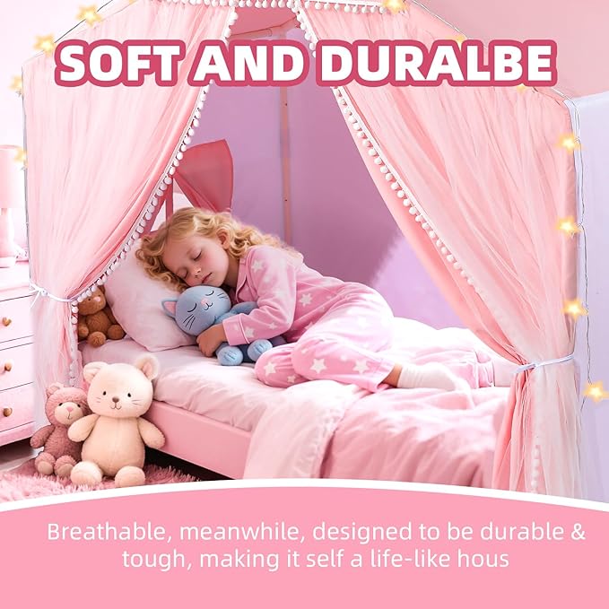 Kids Play Tents Indoor Outdoor Toddler Tent Kids Playhouse Tent Large Teepee Castle (Pink)
