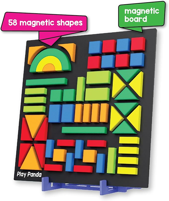 Magnetic Tangram Puzzle Learning Toy | 200 Patterns, 58 Big Magnetic Tangram Pieces with Board, Pattern Book & Display Stand | STEM Educational Toys for Kids Ages 4 5 6+ Years|Gifts for Girls & Boys