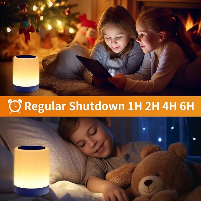 OORUN Touch Bedside Table Lamp,13 RGB Colors & 5 Brightness, USB Rechargeable Desk Lamp, Remote Control Dimmable Night Light with RGB Color Changing,Portable Lamp for Baby, Bedroom, Living Room (Blue)