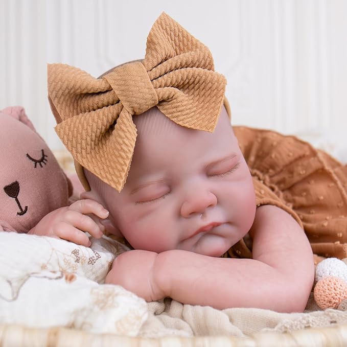 Aori Lifelike Reborn Baby Dolls - 20'' Realistic Sleeping Newborn Girl Doll with Feeding & Outfit Set - Weighted Body for Cuddling, Roleplay Gift for Girls and Kids 3+