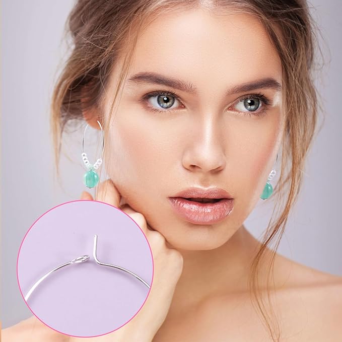 Pndeyo 120pcs Hypoallergenic Earring Beading Hoops, Mix Sizes Round Hoop Earrings Findings, Open Earring Wire Ring Accessories for Jewelry Making- Gold & Silver