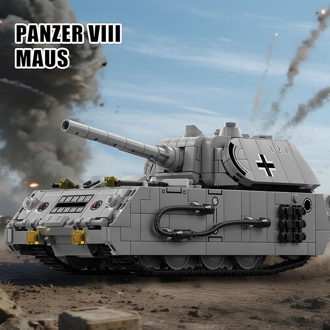 Panzer VIII Maus Building Set for Adults-Compatible with Lego Military Tank, Collectible Army Model, Gift Ideal for Military Enthusiasts (802 PCS)