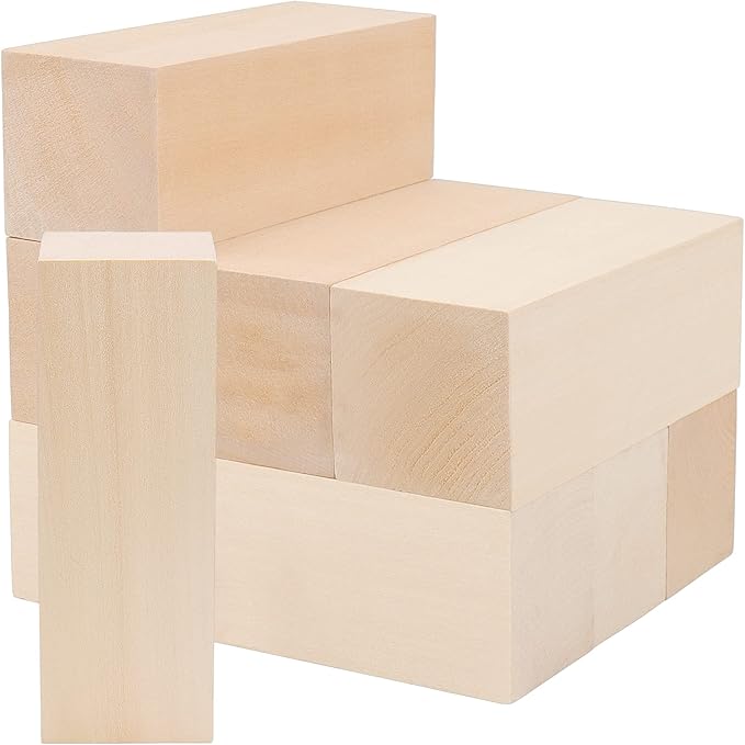 ZOENHOU 10 PCS Basswood Carving Blocks, 6" x 2" x 2" Premium Unfinished Carving Wood Whittling Blocks, Wood Blocks for Crafting Whittling Carving Hobby Block