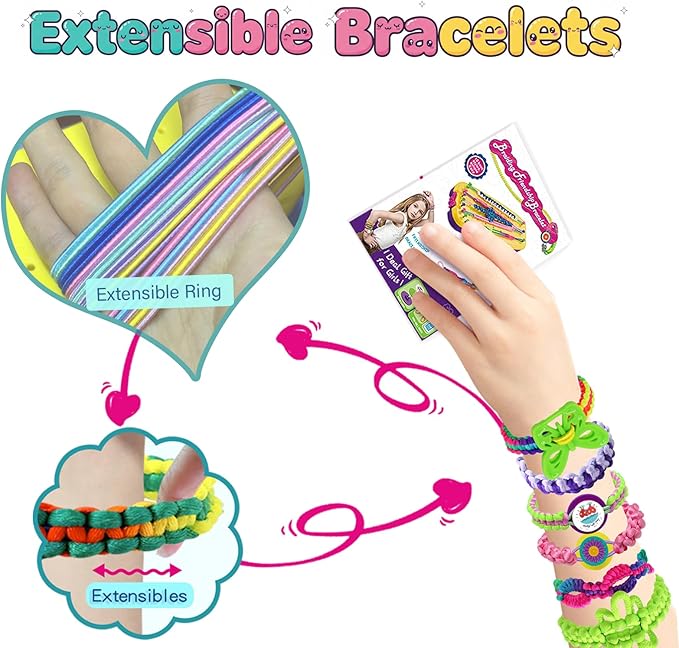 Braided Friendship Bracelet Making Kit for Girls 6-12, DIY Arts & Crafts String Toy Bulk Set, Kids Paracord Jewelry Maker, Popular Creative Christmas Birthday Gifts for Kids Ages 7 8 9 10 11(112PCS)
