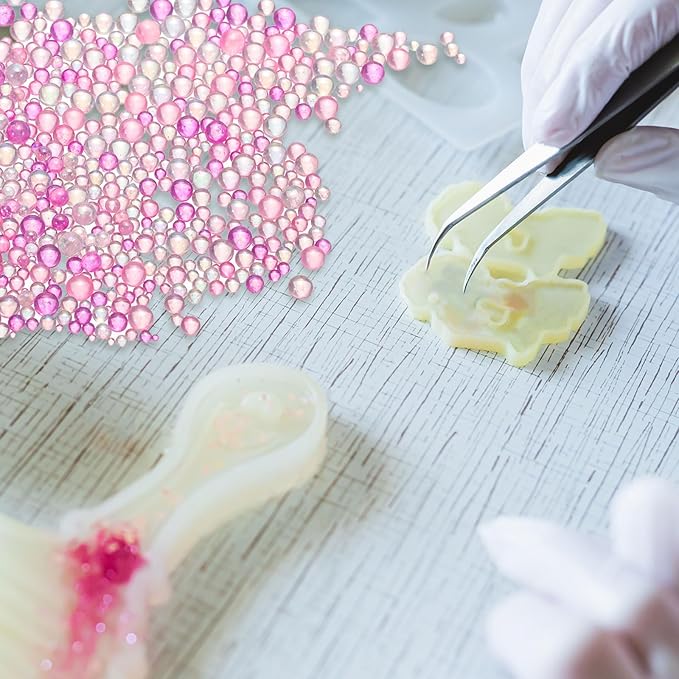 Iridescent Glass Tiny Bubble Beads, 0.4-3mm 10g No Hole Micro Mini Round Pink Water Droplets Beads - Applications: for Resin Filler, Nail Art, Dollhouse Bath Tub