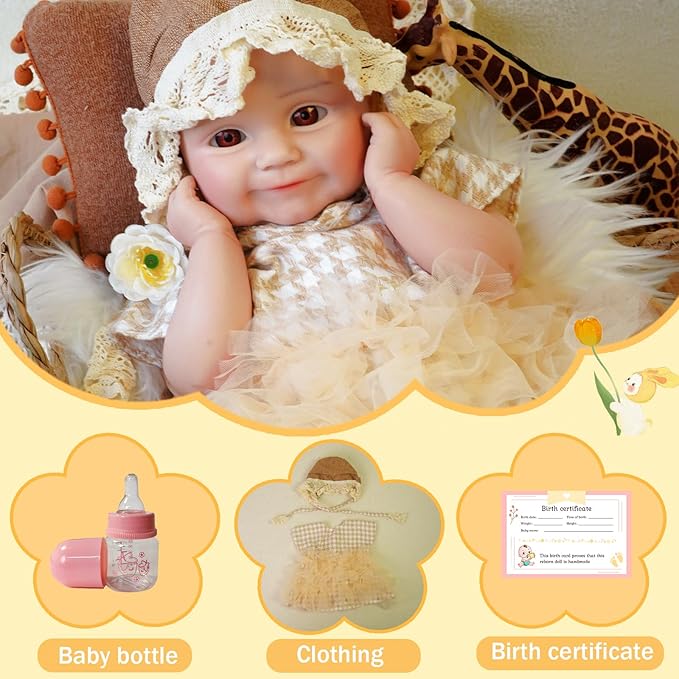 Reborn Baby Dolls Silicone Full Body 18.1in Weighted Real Life Open-Eyes Girl Dolls Lifelike Newborn Baby Soft Body Flexible Limbs Not Vinyl