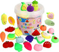 Mochi Squishy Toys, 24 pcs Fruit Squishy Party Favors for Kids Classroom Prize Stress Relief Squishies Bulk Gift for Birthday Pinata Goodie Bag Filler Christmas Stocking Stuffers Easter Valentines