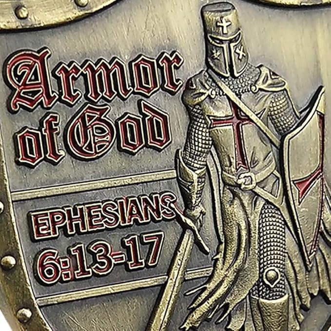 Put On The Whole Armor of God Challenge Coin Eph 6:13-17 3D Religious Collectible Coin (Pack of 6)