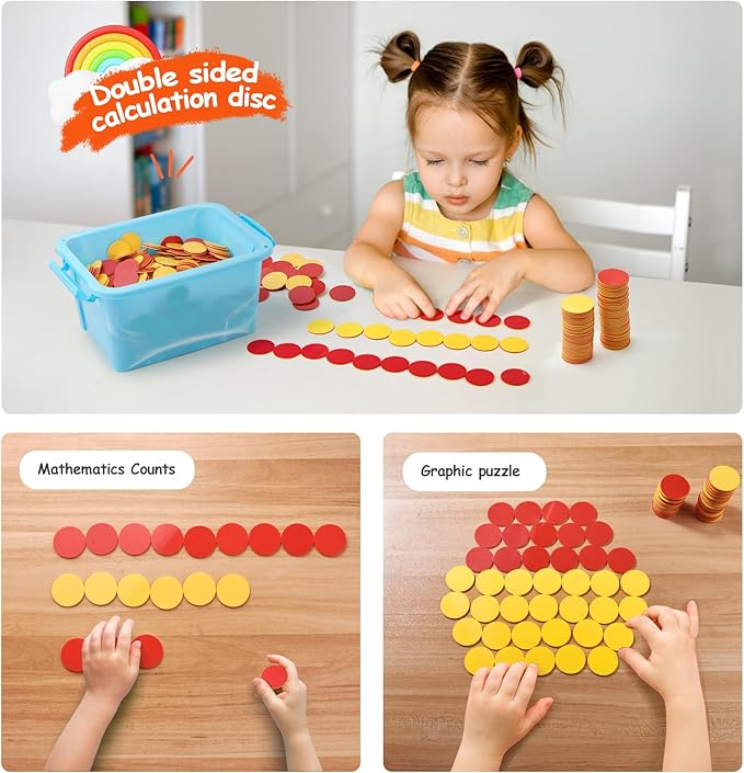 Counters for Kids Math 800 pcs Plastic Two-Color Red and Yellow Counter,Double Sided Counters Educational Toys to Help Kids Learn