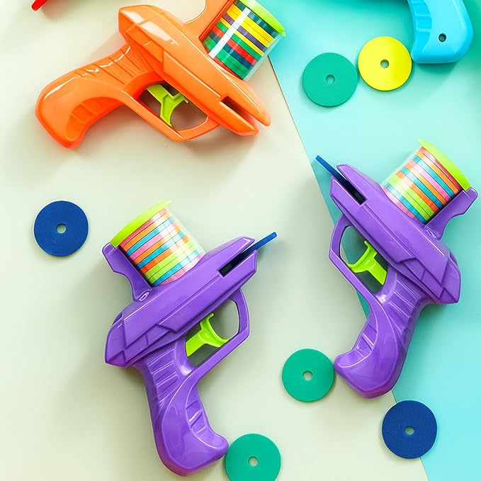 Sumind 2 Pcs Foam Disc Shooter Zip Shot Shooter Disc Launcher (Orange,Purple)