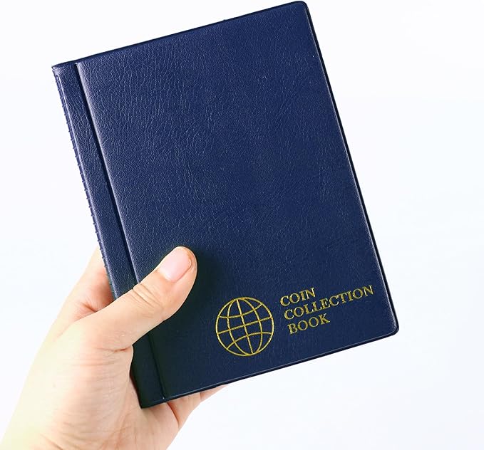 Coin Collection Album 120 Pockets - 3x3cm/1.2x1.2 inch Coin Holder Book Coin Storage Album Money Penny Pocket for Collectors Blue CS0112BL