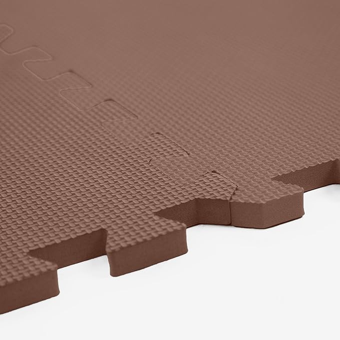 Flooring Inc's 1/2" Soft Non-Toxic Baby Play Mat, Toddler Playmat, Colorful Puzzle PlayMat, Floor Mats for Kids & Babies, EVA Foam Interlocking Tiles for Nursery & Playroom | Brown, 35 Tiles, 140 SqFt