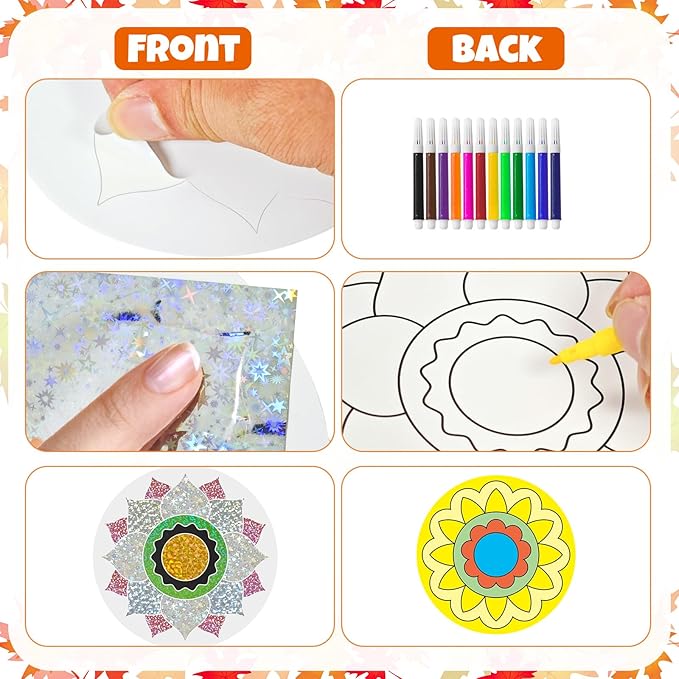 Cinrobiye 24 Pcs Happy Diwali Craft Kits Diwali Party Favors Ramadan Foil Art Mandala Coloring Craft Festival of Lights Deepavali Paint Craft for Indian Temple Sunday Classroom Activity Supplies