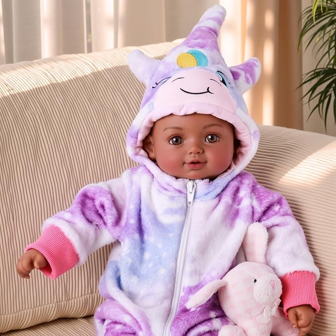 BABESIDE Black Baby Dolls, 15 Inch Realistic Cute Soft Body Baby Doll Real Life Baby Dolls with Accessories for 3+ Year Old Girls Gifts, Pretend Play, Collection
