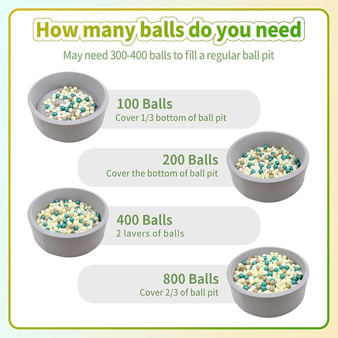Ball Pit Balls Plastic Stars for Ball Pit BPA Free Plastic Balls Crush and Smash Proof Balls 100pcs 2.2" Set for Toddlers for Play Tent Tunnel (Green+Yellow)