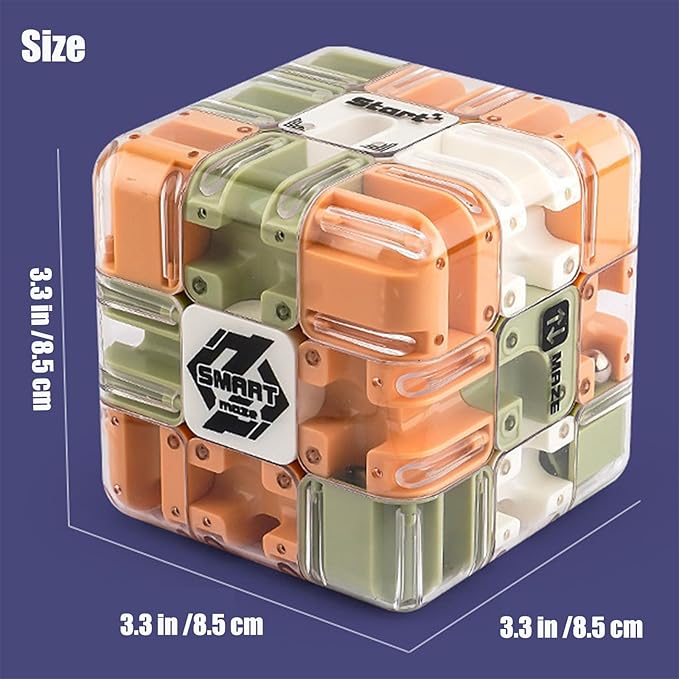 2pcs Large Labyrinth 3D Puzzle Maze Cube,Engaging Brain Teaser Toy,3D Magic Cube Maze Ball Puzzle for Stress Relief & Logic Development (Light Green + Yellow)