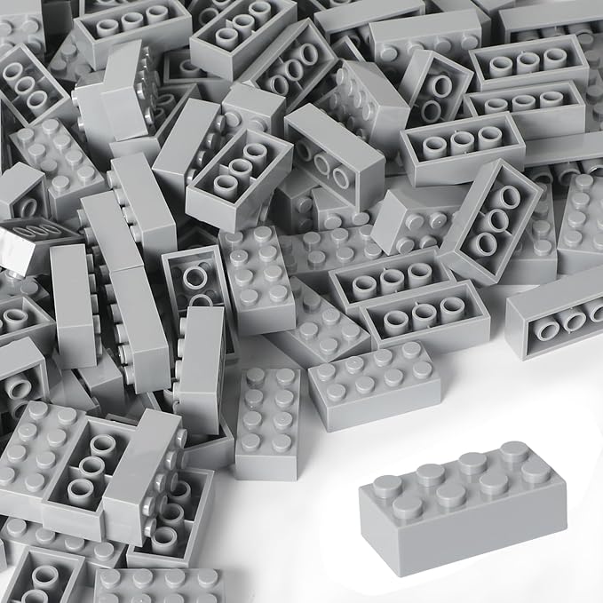 Building Bricks 121 Pieces 2x4 Grey Color Building Block,Compatible with Lego Classic,Creative Building Block Toys for Kids