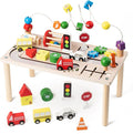 Activity Table for 1 Year Old, 8 in 1 Multi-Colorful Montessori Toys, Baby Activity Table with Bead Maze & Shape Sorter, Toddler Sensory Educational Learning Toys for Birthday Gift Boys Girls