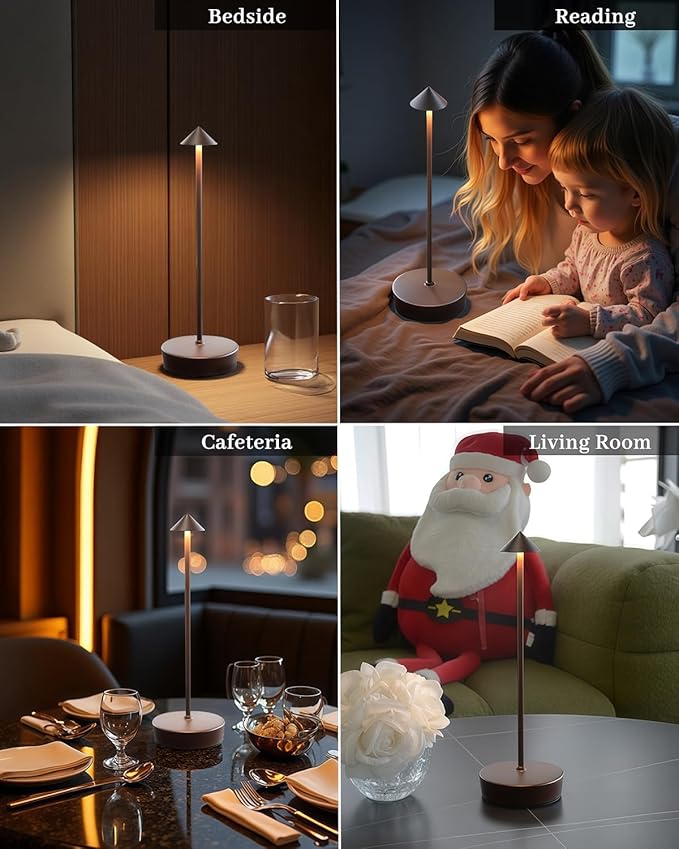 2 Packs Rust Cordless Rechargeable Table Lamp 7200mAh Portable Touch Control LED Dimmable Rusty Table Lamp for Bedroom Reading