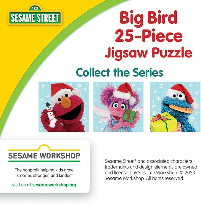 Masterpieces Officially Licensed Seasame Street 25 Piece Holiday Jigsaw Puzzle for Kids - Big Bird - 10"x10"