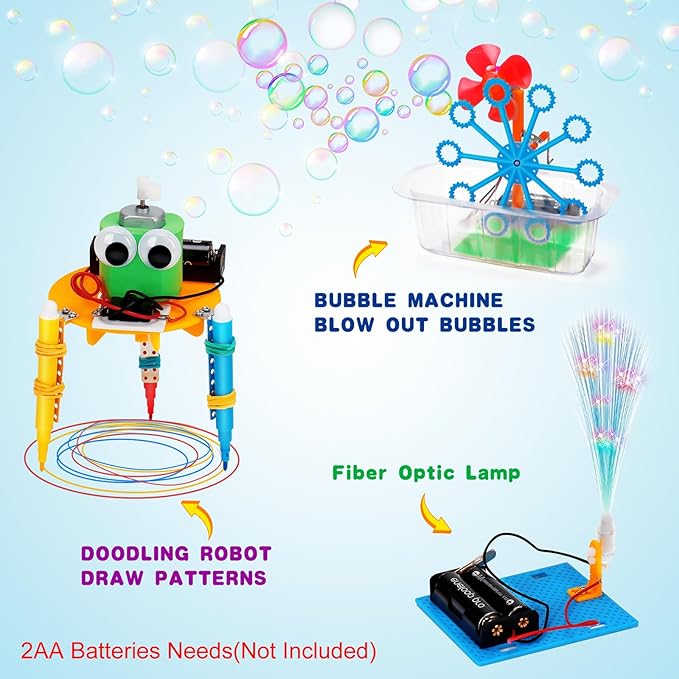 STEM Robotics Kit 6 Set Science Experiments Project Activities Toys for Kids 8-12 Engineering Building Electronic Motor Robot Kid Craft Boy Girl 8 9 10 12 Year Old Gift Summer Outdoor Toy