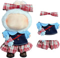 17cm Clothes Set, Cute Hat Unique Pocket Design Overalls Dress up Set(NO Doll), Handmade Clothing Designed for 17cm Doll (Red Lattice)