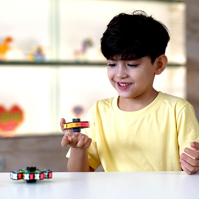 TOSY Magnet Fidget Spinner Glow - 16 Blocks, 3 in 1 Toy: Transformable Fidget Spinner, Infinity Cube, 2x2 Puzzle Cube, Glow, STEM/STEAM Magnet Tiles Birthday Gift for Kids/Boys/Girls/Adults, 2-Pack
