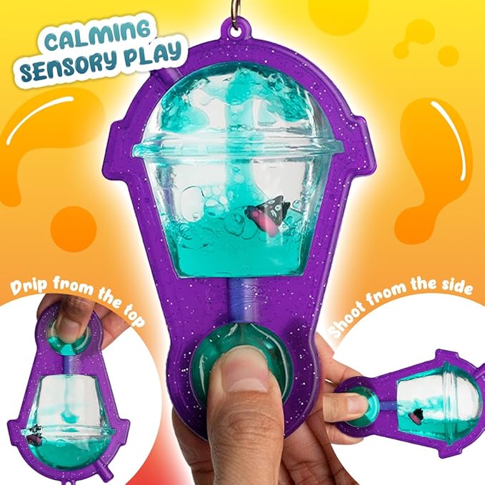 Goonameez Hand-Held Sensory Toy With Floating Characters - Mesmerizing Water Mix Fidget - Collect All 6 Unique Shapes for Squishy Fun, Perfect Travel! (Sticki Kitty)