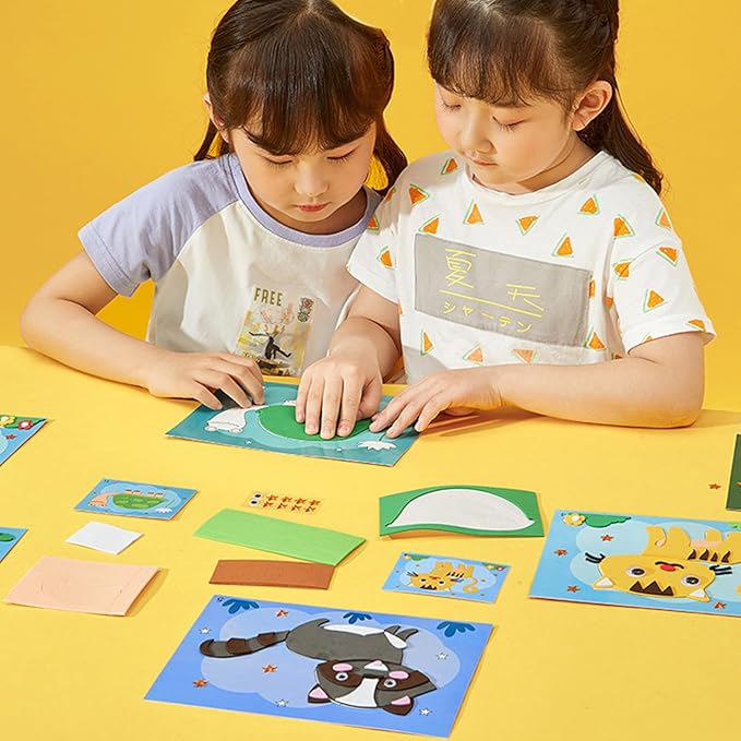 3D EVA Foam Stickers for Toddlers 12PCS Sticky Foam DIY Craft Preschool Art Class Drawing Sticker Puzzle Art Kit for Kids Boys Girls (Land Animals)
