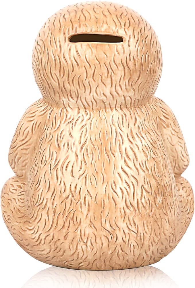 Winsterch Piggy Bank Cute Ceramic Money Saving Box Coin Bank for Boys and Girls,Kids Practical Gifts for Birthday,Christams,Brown Sloth Bank,7.87 x 5.9 inches