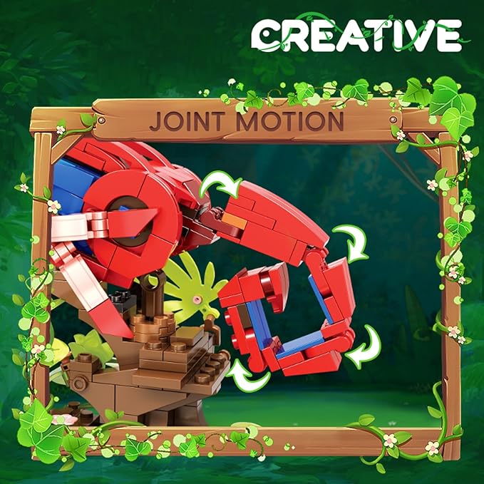 3 in 1 Parrot Building Block Set, Creative Animal Flower Construction Toy for Kids, Transform into Parrot, Chameleon & Crab Figures – Ideal for Home Decor & Creative Gifts